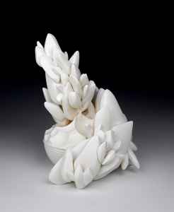 Sculptural form in white clay by Sarah House